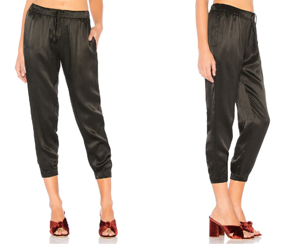 Enza Costa Pants 3 Womens Large Jogger Rayon Satin Black Pull On Ankle EUC